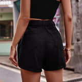 Belted Denim Shorts with Pockets - Ajonjolí&Spice33 Bazaar