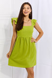 Culture Code Sunny Days Full Size Empire Line Ruffle Sleeve Dress in Lime - Ajonjolí&Spice33 Bazaar