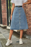 Button Front A-Line Denim Skirt - Ajonjolí&Spice33 Bazaar