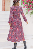 Printed Long Sleeve Slit Midi Dress - Ajonjolí&Spice33 Bazaar