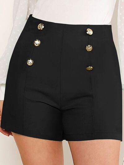 Decorative Button High Waist Shorts - Ajonjolí&Spice33 Bazaar