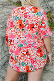 Plus Size Floral V-Neck Half Sleeve Shirt - Ajonjolí&Spice33 Bazaar