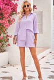 Textured Shirt and Elastic Waist Short with Pockets - Ajonjolí&Spice33 Bazaar
