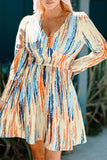 Printed V-Neck Long Sleeve Mini Dress - Ajonjolí&Spice33 Bazaar