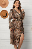 Plus Size Leopard Belted Surplice Wrap Dress - Ajonjolí&Spice33 Bazaar