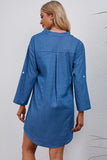 Half-Button Notched Neck High-Low Denim Dress - Ajonjolí&Spice33 Bazaar