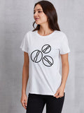 Coffee Bean Graphic Round Neck T-Shirt - Ajonjolí&Spice33 Bazaar