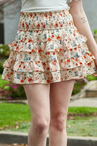 Floral Smocked Waist Layered Skirt - Ajonjolí&Spice33 Bazaar