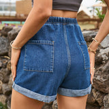 Drawstring High Waist Denim Shorts with Pockets - Ajonjolí&Spice33 Bazaar
