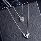 Double 925 Sterling Silver Chain with Heart and Zirconia Pendants - Ajonjolí&Spice33 Bazaar