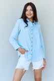 Doublju Blue Jean Baby Denim Button Down Shirt Top in Light Blue - Ajonjolí&Spice33 Bazaar