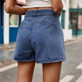 Tie Belt Denim Shorts with Pockets - Ajonjolí&Spice33 Bazaar