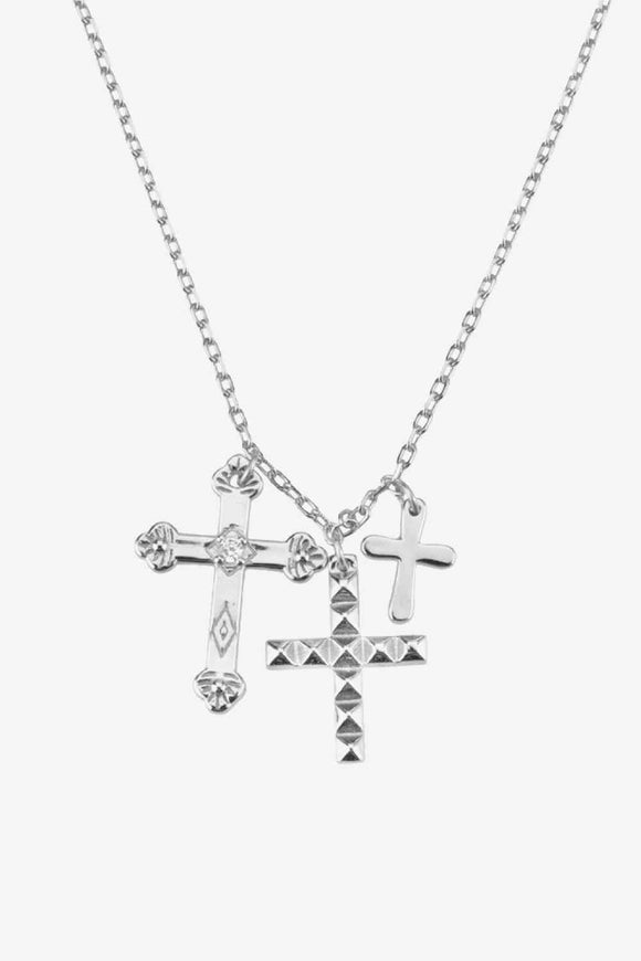 Inlaid Zircon Cross Pendant Necklace - Ajonjolí&Spice33 Bazaar