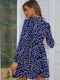 Printed Frill Neck Long Sleeve Dress - Ajonjolí&Spice33 Bazaar
