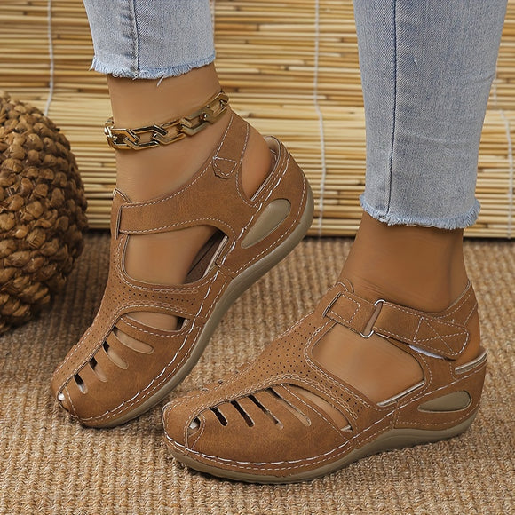 Victoria Leather Platform Sandals with Velcro (Various Colors Available) - Ajonjolí&Spice33 Bazaar