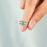 Artificial Turquoise V Shape Inlaid Zircon Ring - Ajonjolí&Spice33 Bazaar