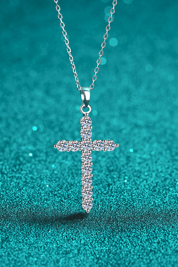 925 Sterling Silver Cross Moissanite Necklace - Ajonjolí&Spice33 Bazaar