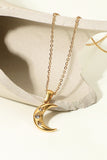 18K Gold Plated Inlaid Zircon Moon Pendant Necklace - Ajonjolí&Spice33 Bazaar