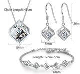 Cubic Sterling Silver Sets Earring Pendant Plus Chain and Bracelets (Two Styles) - Ajonjolí&Spice33 Bazaar