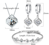Cubic Sterling Silver Sets Earring Pendant Plus Chain and Bracelets (Two Styles) - Ajonjolí&Spice33 Bazaar