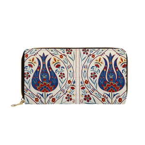 Blue Tulip Leather Zipper Purse Clutch Bag By Ajonjolí&Spice33 Bazaar - Ajonjolí&Spice33 Bazaar