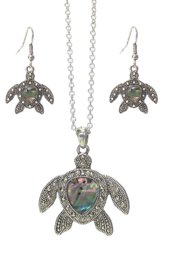 Beautiful Abalone Pendant and Earrings Turtle Set - Ajonjolí&Spice33 Bazaar
