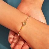 Lotus Shape 18K Gold-Plated Bead Bracelet - Ajonjolí&Spice33 Bazaar