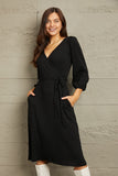 Culture Code Full Size Surplice Flare Ruching Dress - Ajonjolí&Spice33 Bazaar