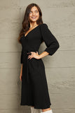 Culture Code Full Size Surplice Flare Ruching Dress - Ajonjolí&Spice33 Bazaar