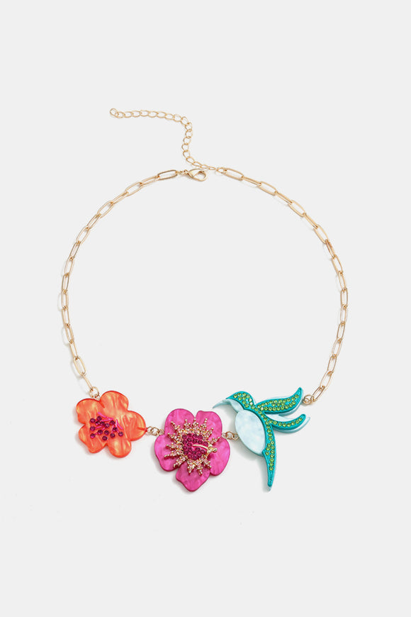 Flower & Bird Rhinestone Decor Necklace - Ajonjolí&Spice33 Bazaar