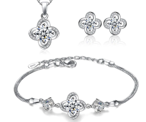 Andromeda S925 White Zircon Earring Pendant with Chain and Bracelet - Ajonjolí&Spice33 Bazaar