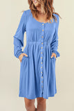 Button Down Long Sleeve Dress with Pockets - Ajonjolí&Spice33 Bazaar