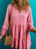 Swiss Dot V-Neck Long Sleeve Mini Dress - Ajonjolí&Spice33 Bazaar