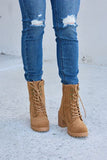 Forever Link Lace-Up Zipper Detail Block Heel Boots - Ajonjolí&Spice33 Bazaar