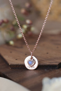 Moonstone LOVE Heart Pendant 925 Sterling Silver Necklace - Ajonjolí&Spice33 Bazaar