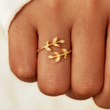 925 Sterling Silver Zircon Leaf Shape Ring - Ajonjolí&Spice33 Bazaar