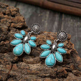 Artificial Turquoise Flower Earrings - Ajonjolí&Spice33 Bazaar