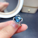 Square Shape Artificial Gemstone Platinum-Plated Ring - Ajonjolí&Spice33 Bazaar