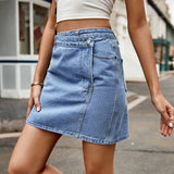 Asymmetrical Denim Mini Skirt - Ajonjolí&Spice33 Bazaar