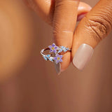 Flower Shape Inlaid Zircon 925 Sterling Silver Ring - Ajonjolí&Spice33 Bazaar