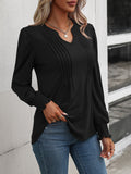 Ruched Notched Neck Puff Sleeve Smocked Wrist Blouse - Ajonjolí&Spice33 Bazaar