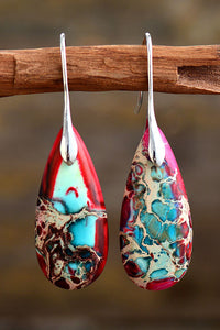 Handmade Teardrop Shape Natural Stone Dangle Earrings - Ajonjolí&Spice33 Bazaar