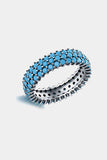 925 Sterling Silver Triple Row Artificial Turquoise Ring - Ajonjolí&Spice33 Bazaar