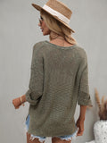 Notched Side Slit Drop Shoulder Sweater - Ajonjolí&Spice33 Bazaar