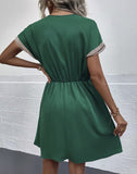 Contrast V-Neck Tassel Tie Dress - Ajonjolí&Spice33 Bazaar