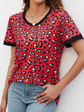 Leopard Round Neck Short Sleeve Tee Shirt - Ajonjolí&Spice33 Bazaar