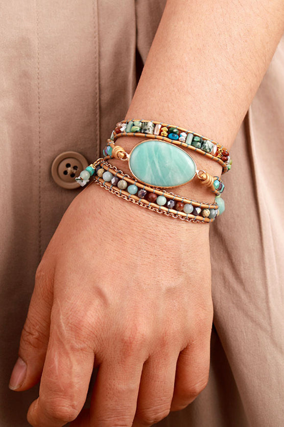 Handmade Natural Stone Beaded Triple Layer Bracelet - Ajonjolí&Spice33 Bazaar