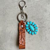 Turquoise Genuine Leather Key Chain - Ajonjolí&Spice33 Bazaar