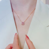 Rose Gold-Plated Artificial Gemstone Square Necklace - Ajonjolí&Spice33 Bazaar