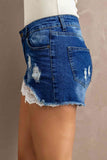 Spliced Lace Distressed Denim Shorts - Ajonjolí&Spice33 Bazaar